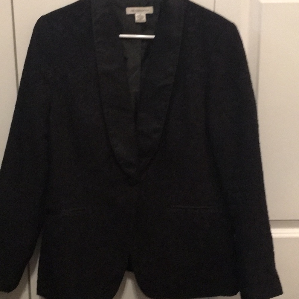 Black brocade jacket with satin lapel